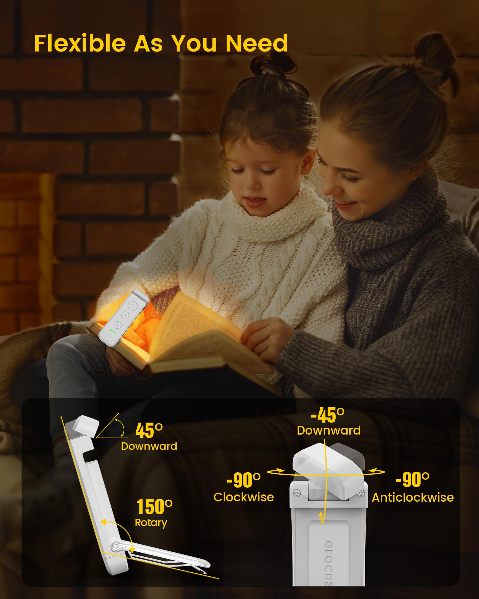 Glocusent USB Rechargeable Book Light for Reading in Bed